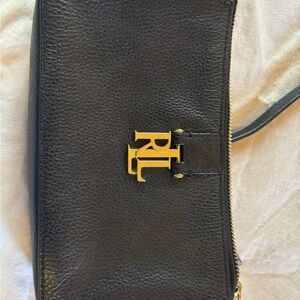 Ralph Lauren Black and Gold Logo Wristlet